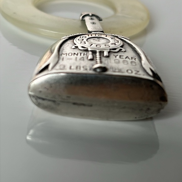 Antique Webster Sterling Silver Birth Record Baby Rattle Teething Ring - Picture 7 of 14